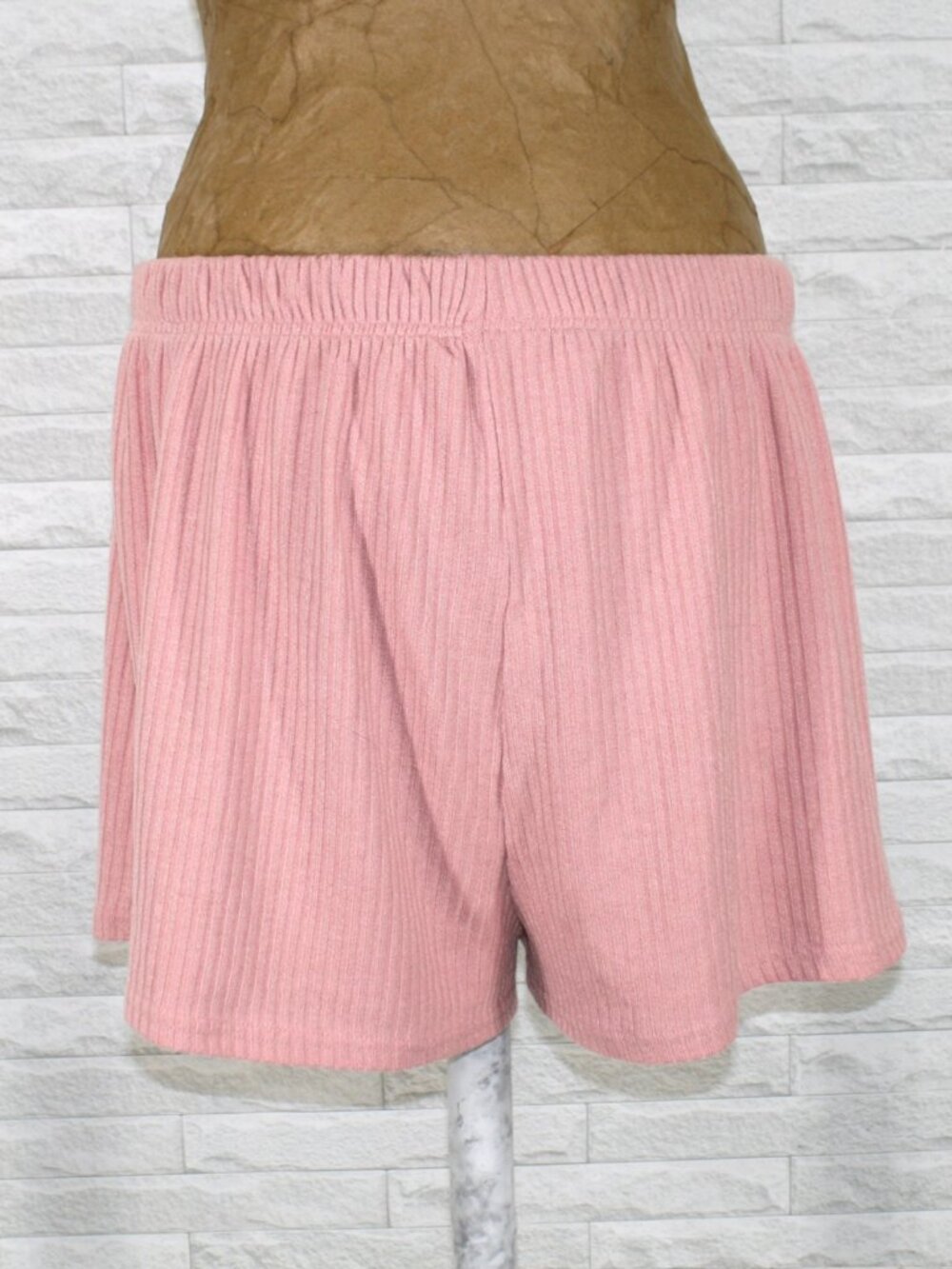 LUVAMIA Shorts Knit Ribbed Wide Leg Athleisure Summer Dusty Pink Plus Size 2XL